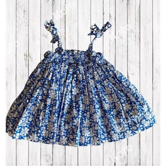 Baby Gap Sundress Royal Blue White Floral Summer Dress Size 0-3 M - Picture 7 of 8